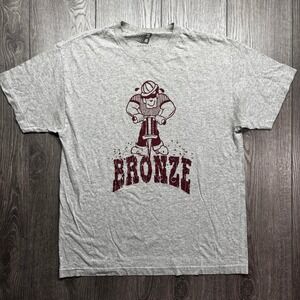 Bronze 56k Jackhammer Graphic T-Shirt Mens Large Heather Grey Maroon Skate Tee